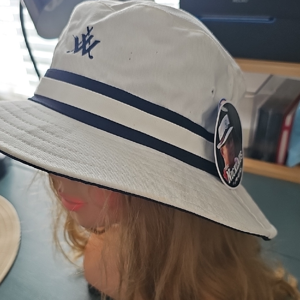 The Nickaus By AHeadS  White‎ Hat with Navy Accents. Size S/m. NWT